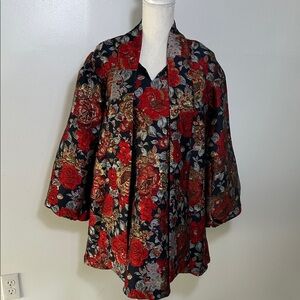 Sister Jane Red and Gold Floral Kimono Dress